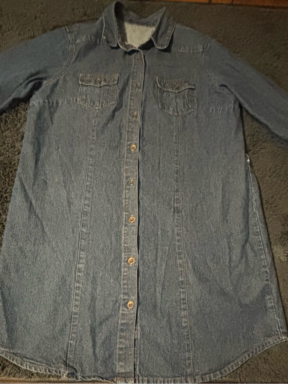 & Other Stories Indigo Denim Button-Down Longline Shirt